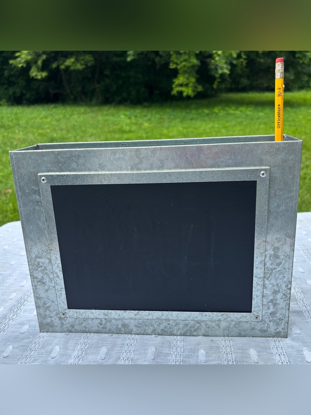 Rustic Galvanized Metal Message Center with Chalkboard Mail Organizer